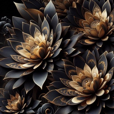 Black and gold paper flowers