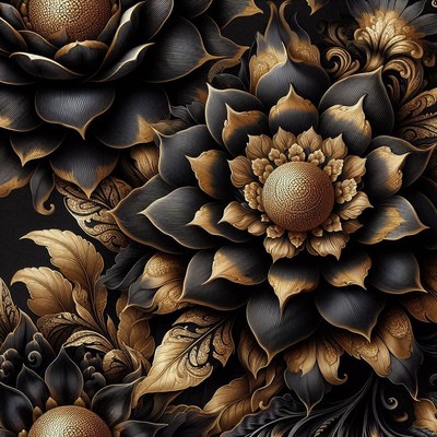 Black and gold floral design