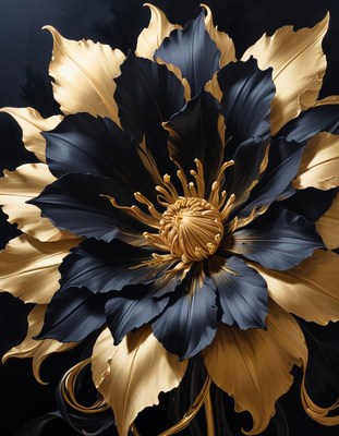 Black and gold flower closeup