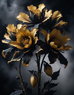 Golden and black flowers