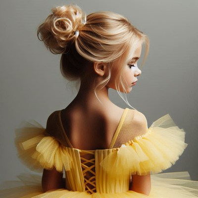Girl in yellow dress with updo