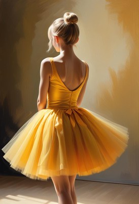 Ballerina in yellow tulle dress