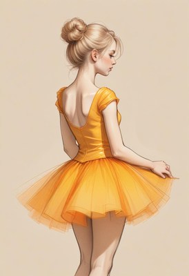 Woman in yellow tutu illustration