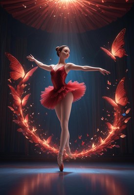 Ballerina with butterfly trail
