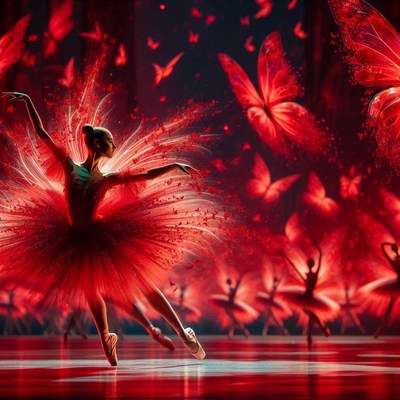 Ballerina dancing with butterflies