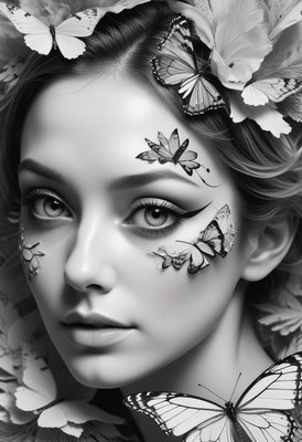 Woman with butterflies