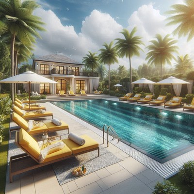 Tropical villa poolside relaxation