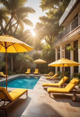 Poolside relaxation in the morning sun