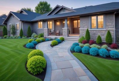 Stone walkway leading to home