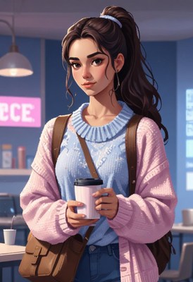 Woman holding coffee in cafe