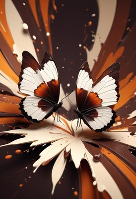 Butterflies on spilled paint