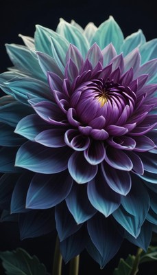 Purple and teal dahlia