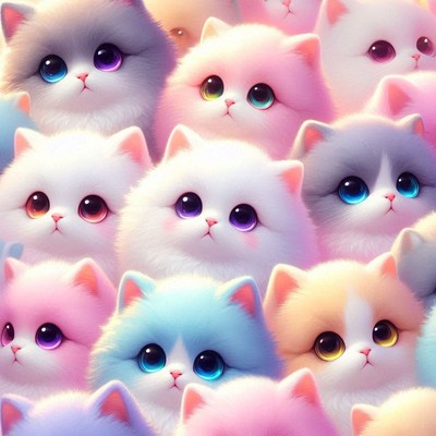 Cute cartoon kittens with big eyes