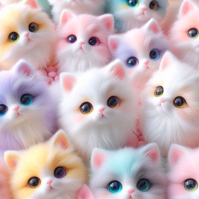 Colorful kittens close-up