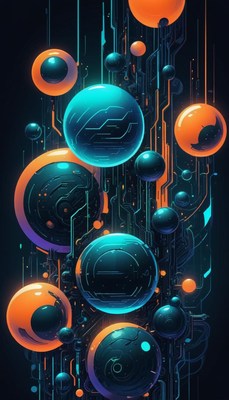 Abstract sphere pattern with circuitry