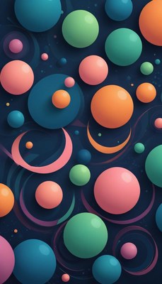 Colorful spheres on a dark background