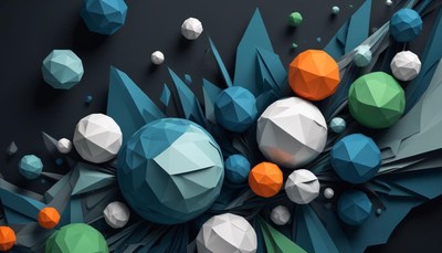 Abstract geometric shapes on black background