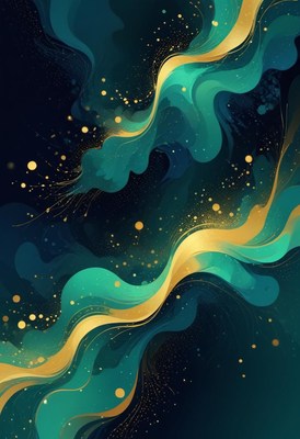 Abstract green and gold swirls