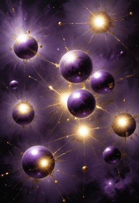 Purple planets in a cosmic dance