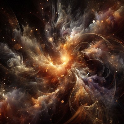 Cosmic swirl of gold and gray