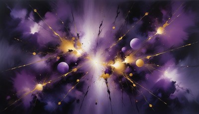 Purple and gold abstract painting