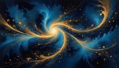 Blue and gold galaxy swirl