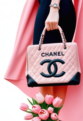 Woman holding pink chanel bag