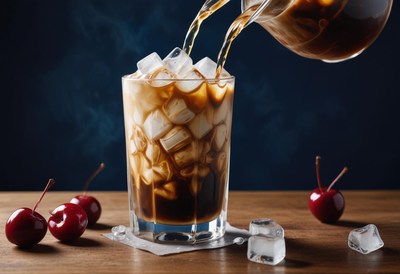 Iced coffee with cherries