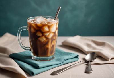 Iced coffee with steam