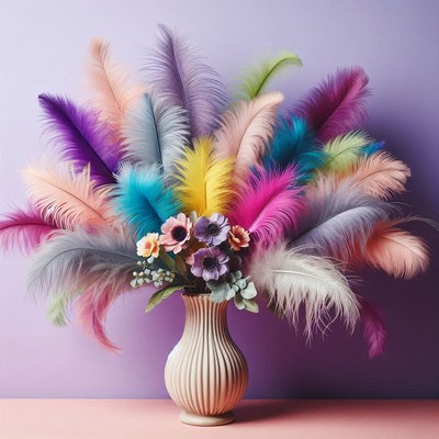 Colorful ostrich feather arrangement