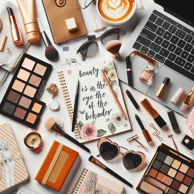 Flatlay of makeup and accessories