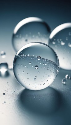 Water droplets on glass sphere