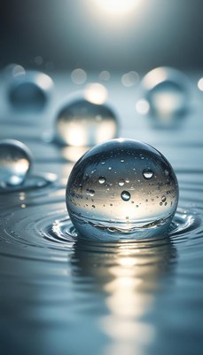 Glass sphere in water