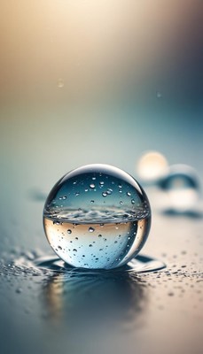 Glass orb with water droplets