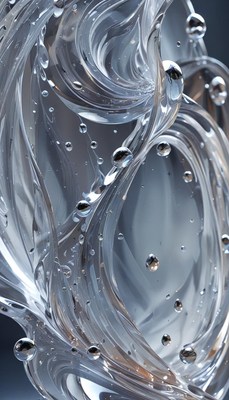 Abstract liquid swirls with bubbles