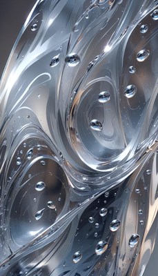 Abstract silver liquid with bubbles
