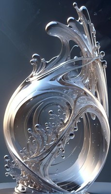 Abstract glass water sculpture