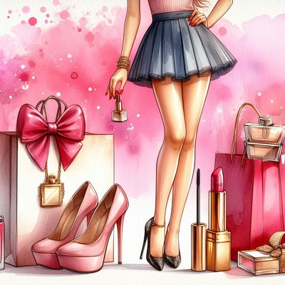 Fashionable woman shopping for beauty supplies