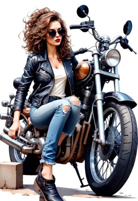 Woman sitting on motorcycle