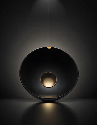Black bowl lamp with light