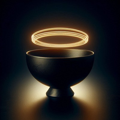 Black bowl with glowing halo