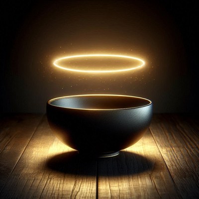 Black bowl with glowing ring
