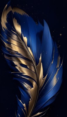 Gold and blue abstract feather