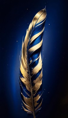 Gold and blue feather