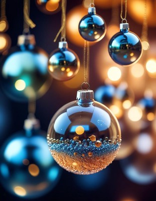 Blue and gold christmas ornaments