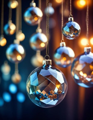 Blue glass ornament hanging