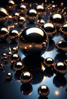 Metallic spheres on dark surface
