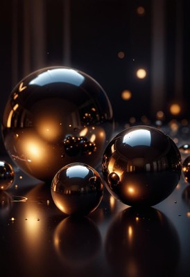 Shiny spheres reflecting light