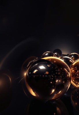 Golden spheres reflecting light