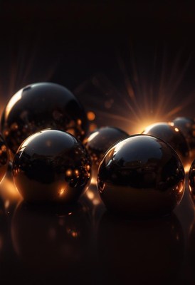 Shiny black spheres with glowing lights